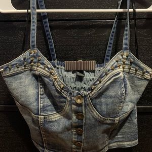 Jean spiked crop top